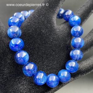 Bracelet en cyanite bleue du Brésil perles de 10mm
