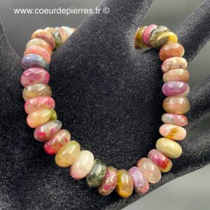 Bracelet en tourmaline multicolore naturelle « perles ovale »