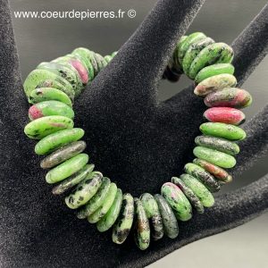 Bracelet en rubis zoïzite de Tanzanie “perles plate grande taille”