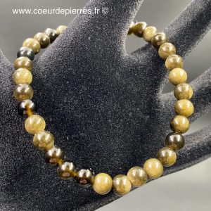 Bracelet en obsidienne doré du Mexique “perles de 6mm”