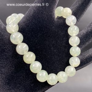 Bracelet prehnite avec inclusions d’epidote perles de 8mm