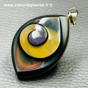 Pendentif obsidienne oeil céleste “suprême” du Mexique (réf ooc46)
