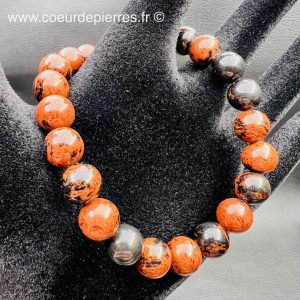 Bracelet en obsidienne acajou « Mahogany » du Mexique “perles de 8mm”