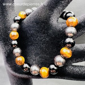 Bracelet Onyx Hématite Oeil de Tigre “perles 8mm”