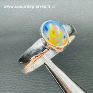 Bague argent avec opale welo d’Ethiopie taille 56 (réf bo9)