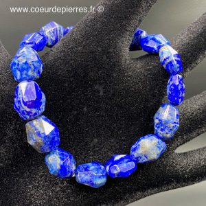 Bracelet en lapis lazuli d’Afghanistan “perles ovale facettée”