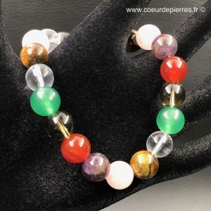 Bracelet sept chakras perles de 10mm (ref b7c4)