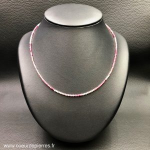 Collier en cordiérite à rubis, d’Inde « perles facettés »