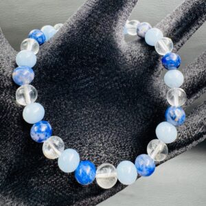 Bracelet Angélite Sodalite et Cristal de Roche