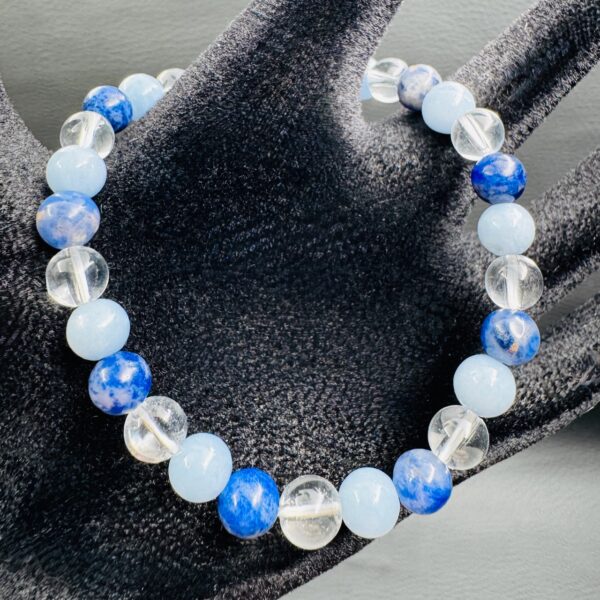 Bracelet Angélite Sodalite et Cristal de Roche