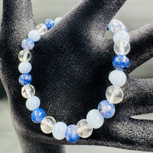 Bracelet Angélite Sodalite et Cristal de Roche (perles 6mm) – Image 2
