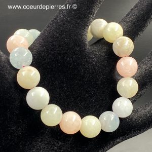 Bracelet Béryl, Aigue-marine, Morganite “perles 10mm”