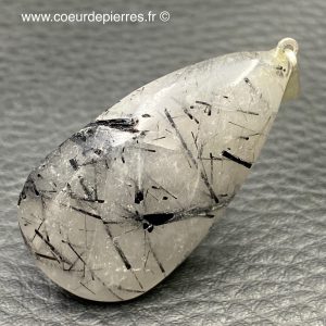 Pendentif cristal de roche à inclusions de tourmaline du Brésil (réf pqt7)