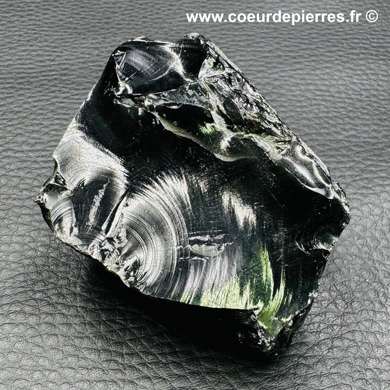 LA PRÉHISTOIRE - COUTEAU EN OBSIDIENNE AVEC MANCHE BOIS - V T