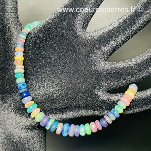 Bracelet en opale noire Welo D’Ethiopie « perles facettées » (réf bow4)