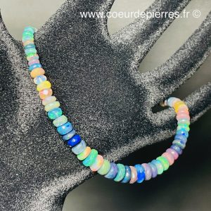 Bracelet en opale noire Welo D’Ethiopie « perles facettées » (réf bow4)
