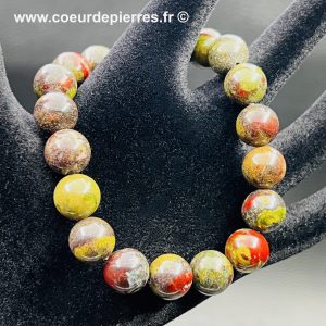 Bracelet en épidote avec cuprite (dragon stone) du Brésil « perles de 10mm »