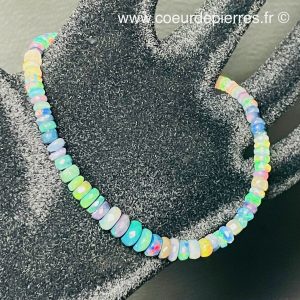 Bracelet chips en opale noire Welo D’Ethiopie « perles facettées » (réf bow5)