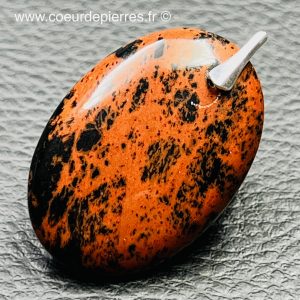 Pendentif en obsidienne acajou « Mahogany » du Mexique (réf poa10)