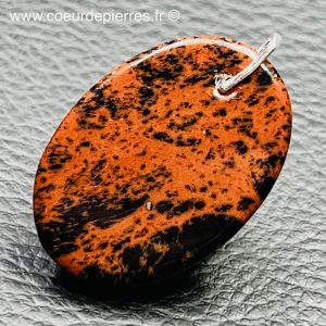 Pendentif en obsidienne acajou « Mahogany » du Mexique (réf poa10)