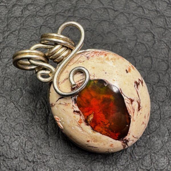 Pendentif en Opale de Feu du Mexique (réf pom10) – Image 2
