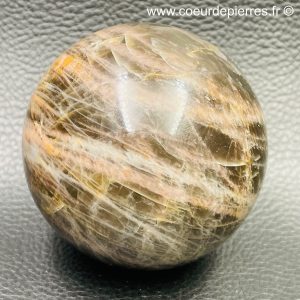 Sphère en pierre de lune noire de Madagascar (réf spl3)