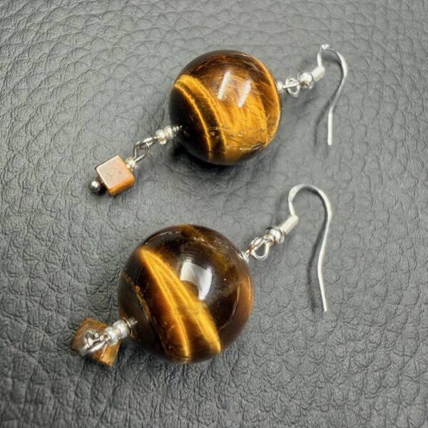 Boucles d'Oreilles en Oeil de Tigre (réf boti13) – Image 3