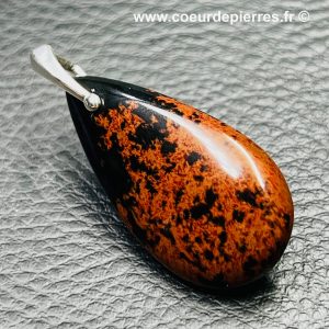 Pendentif en obsidienne acajou « Mahogany » du Mexique (réf poa6)