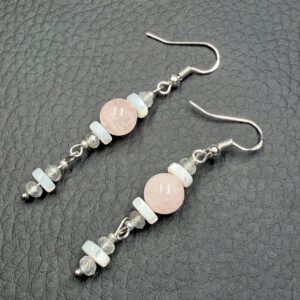 Boucles d'Oreilles en Quartz Rose