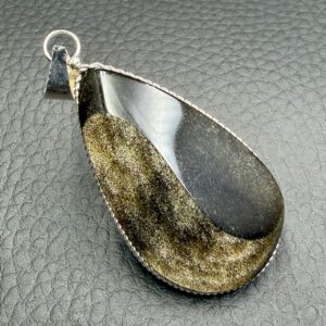Pendentif en Obsidienne Dorée
