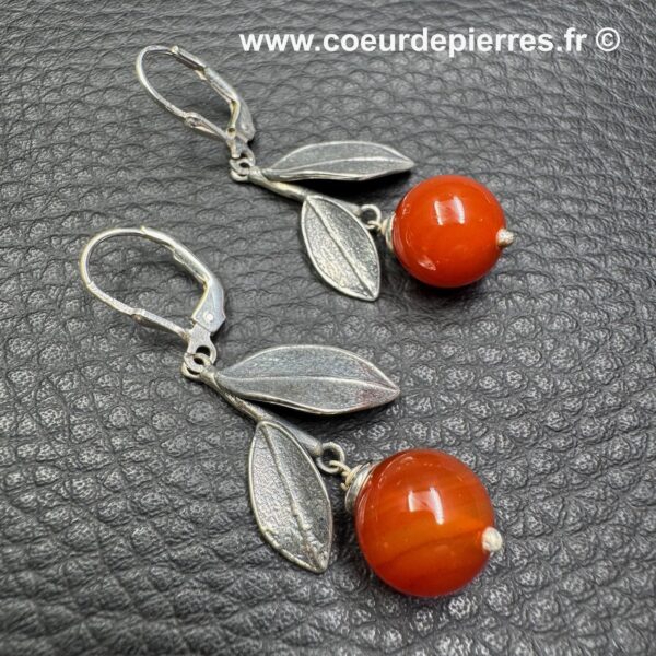 Boucles d'Oreilles en Cornaline (réf pboc3) – Image 2