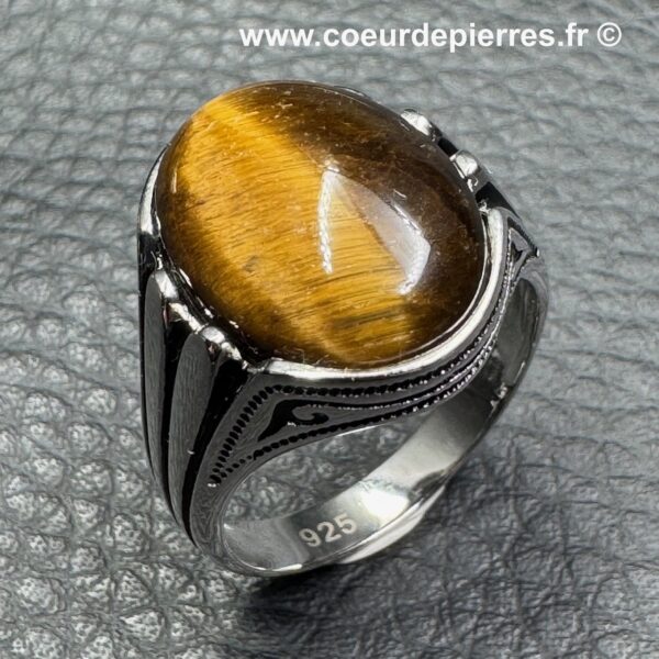 Bague en Oeil de Tigre "Taille 62" (réf bot2) – Image 4
