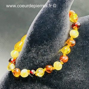 Bracelet ambre multicolore de la mer Baltique  (réf bab18)