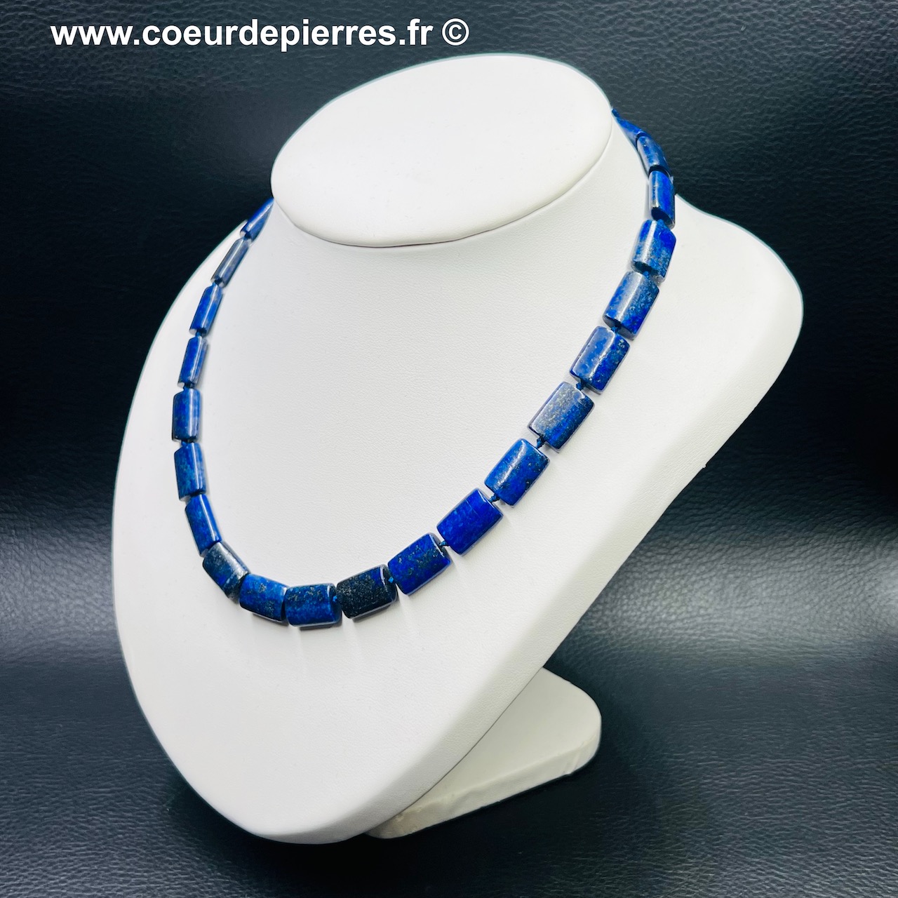 Collier en lapis lazuli d’Afghanistan « perles rectangulaire » (réf cll5)