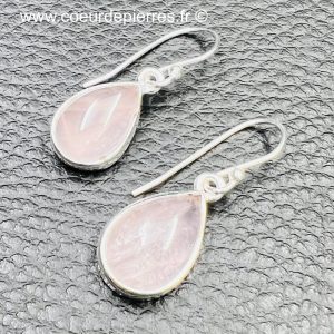 Paire de boucles d’oreilles en quartz rose (réf boqr3)