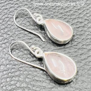 Paire de boucles d’oreilles en quartz rose (réf boqr3)