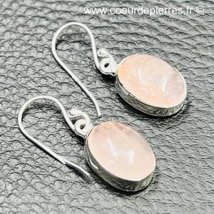 Paire de boucles d’oreilles en quartz rose (réf boqr6)