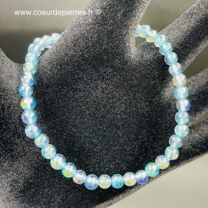 Bracelet en cristal de roche Aqua Aura du Brésil perles de 4mm « qualité extra »