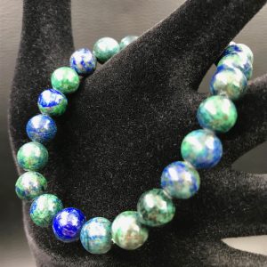 Bracelet en azurite et malachite du Congo perles de 8mm