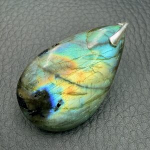 Pendentif Labradorite Doré Bleu