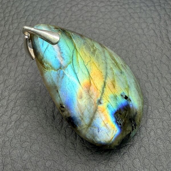 Pendentif Labradorite Doré Bleu (réf ltm13) – Image 2