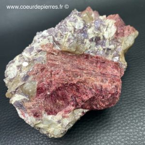 Tourmaline rubellite avec lépidolite sur quartz du Brésil de 0,636kg (réf ptr10)
