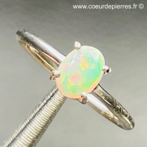 Bague argent avec opale welo d’Ethiopie taille 56,5 (réf bo8)