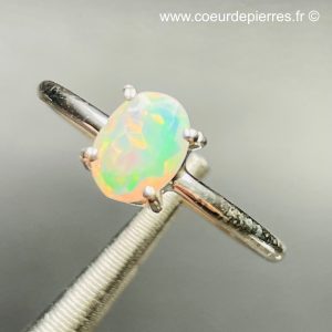 Bague argent avec opale welo d’Ethiopie taille 56,5 (réf bo8)