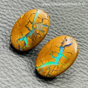 Opale boulder d’Australie de 32 carats « paire de cabochons » (réf oba16)