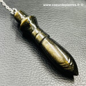 Pendule «de Thôt» en obsidienne dorée du Mexique (réf p51)