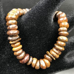 Bracelet Bronzite de Birmanie « perles plates »