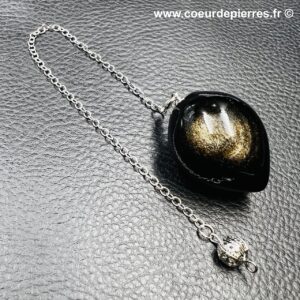 Pendule “oeuf” en obsidienne dorée du Mexique (réf p49)