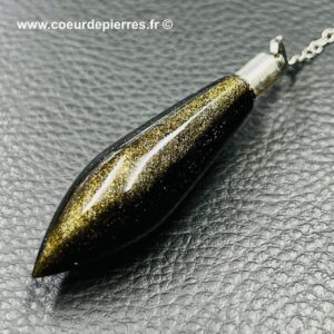 Pendule en obsidienne dorée “conique” (réf p44)