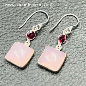 Boucles d’oreilles en quartz rose (réf boqr10)